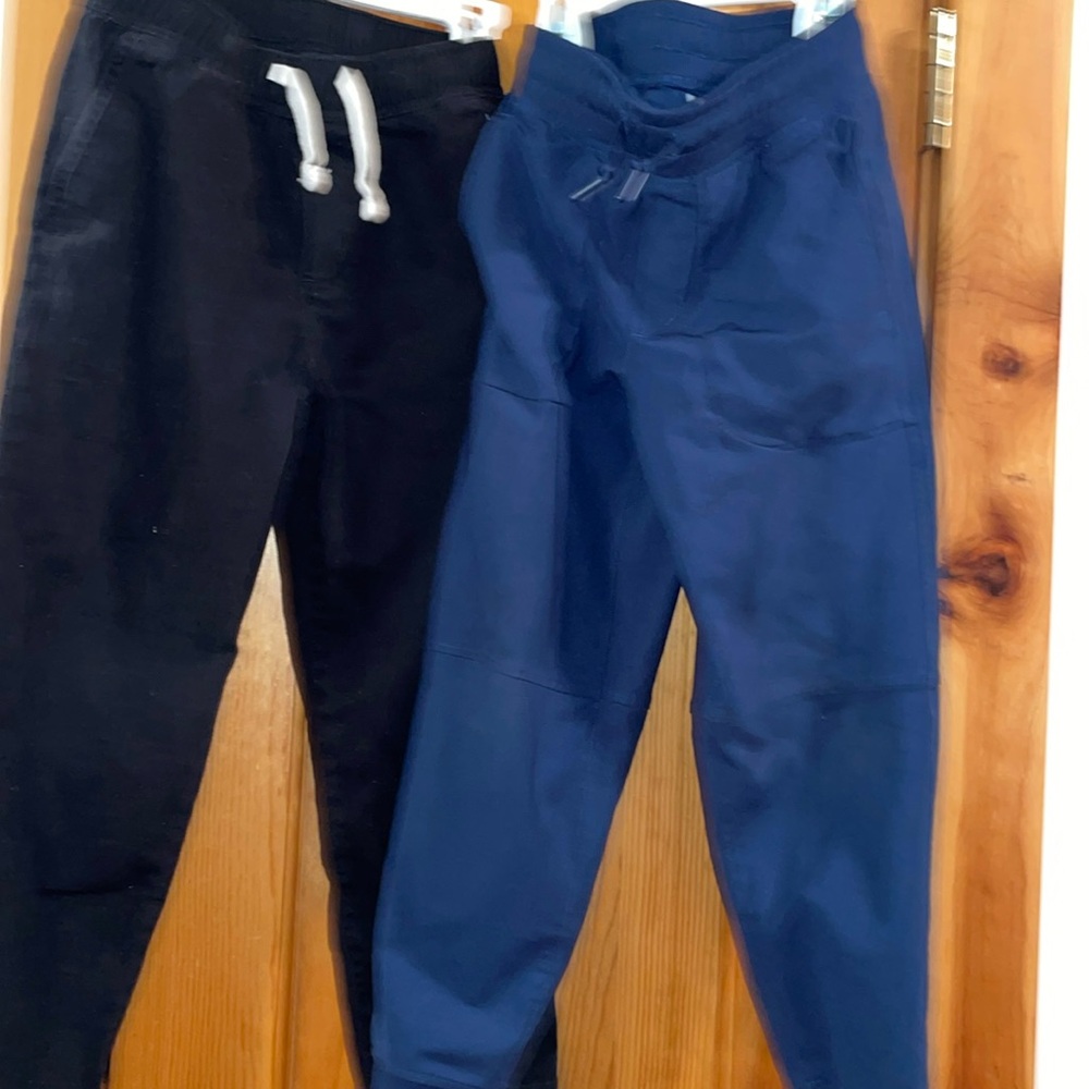 Wonder Nation Pant Bundle 2 pair Black & Navy Blue Pull on Adjustable waist 6/7